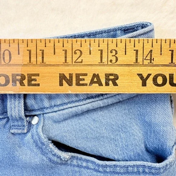 Talbots Jeans Women Sz 4 Petite Wide Leg Trouser Light Wash Frayed Hem Denim - Picture 4 of 12